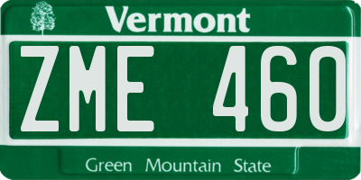 VT license plate ZME460
