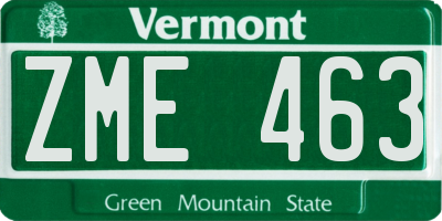 VT license plate ZME463