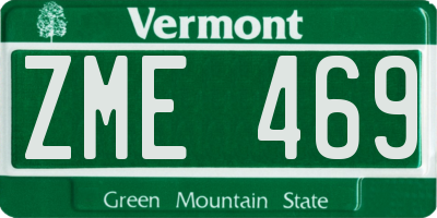 VT license plate ZME469
