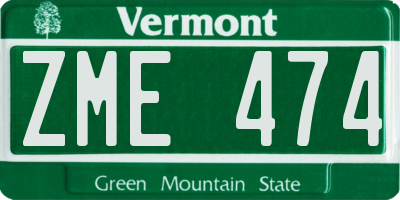 VT license plate ZME474
