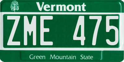 VT license plate ZME475