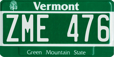 VT license plate ZME476