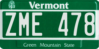 VT license plate ZME478