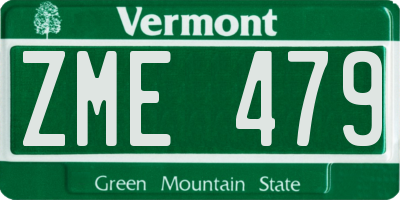 VT license plate ZME479