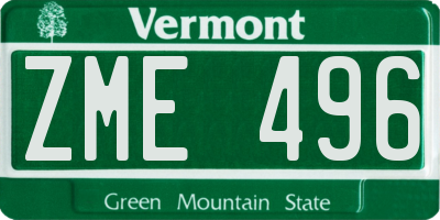 VT license plate ZME496