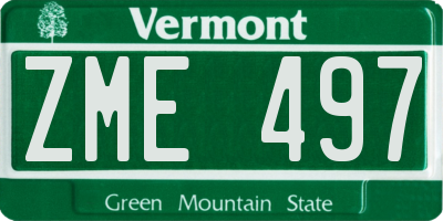 VT license plate ZME497