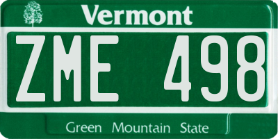 VT license plate ZME498