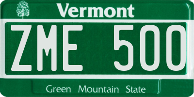 VT license plate ZME500