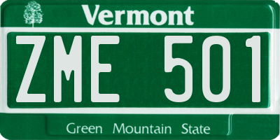 VT license plate ZME501