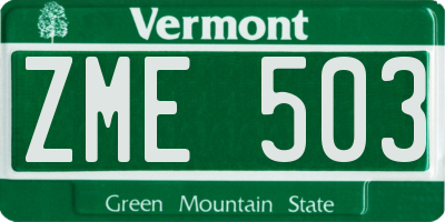 VT license plate ZME503