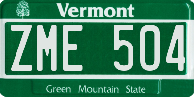 VT license plate ZME504