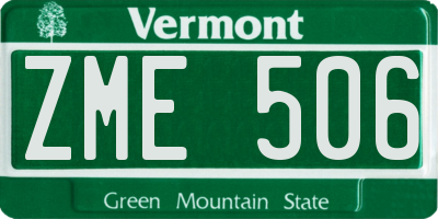VT license plate ZME506