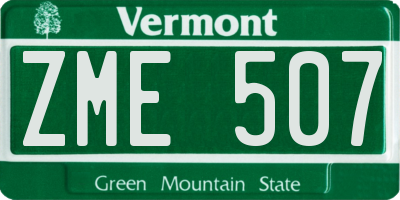 VT license plate ZME507