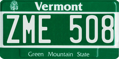VT license plate ZME508