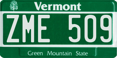 VT license plate ZME509