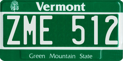 VT license plate ZME512