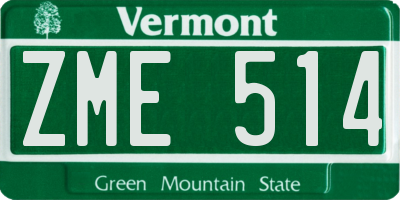 VT license plate ZME514
