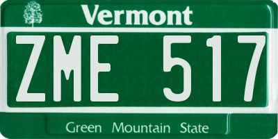 VT license plate ZME517