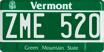 VT license plate ZME520