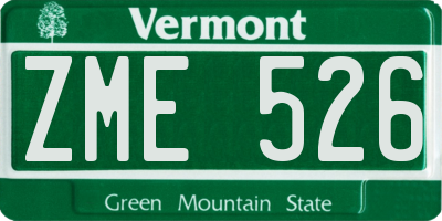 VT license plate ZME526