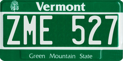 VT license plate ZME527