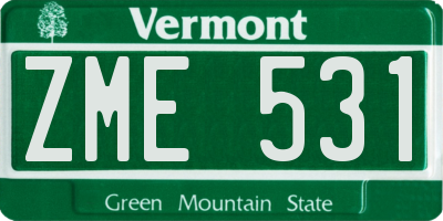 VT license plate ZME531