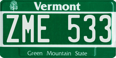 VT license plate ZME533