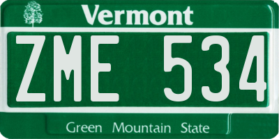 VT license plate ZME534