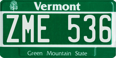 VT license plate ZME536