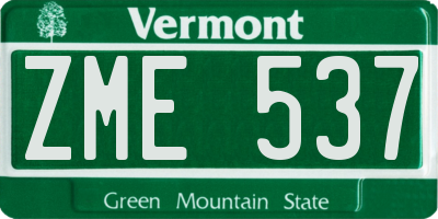 VT license plate ZME537
