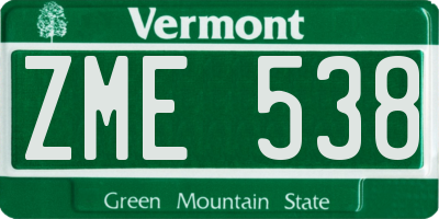 VT license plate ZME538