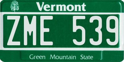 VT license plate ZME539