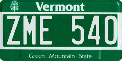 VT license plate ZME540