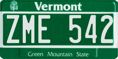 VT license plate ZME542