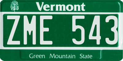 VT license plate ZME543