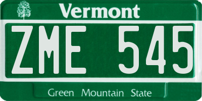 VT license plate ZME545
