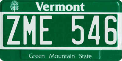 VT license plate ZME546