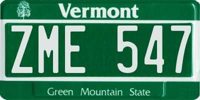 VT license plate ZME547