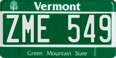 VT license plate ZME549