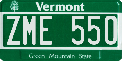 VT license plate ZME550