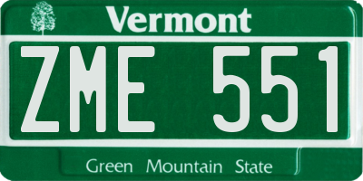 VT license plate ZME551