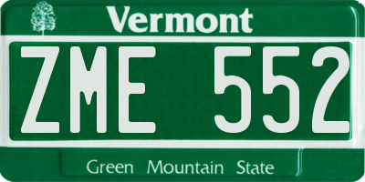 VT license plate ZME552