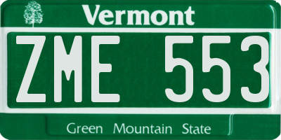 VT license plate ZME553