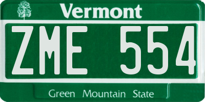 VT license plate ZME554