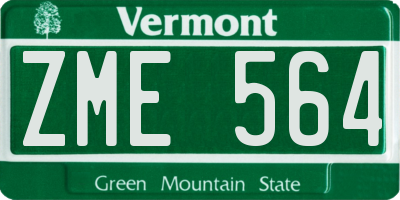VT license plate ZME564