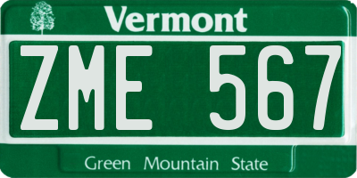 VT license plate ZME567