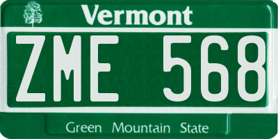 VT license plate ZME568