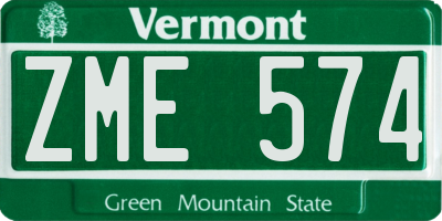 VT license plate ZME574