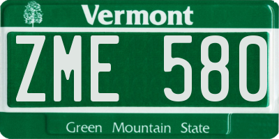 VT license plate ZME580