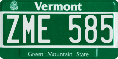 VT license plate ZME585